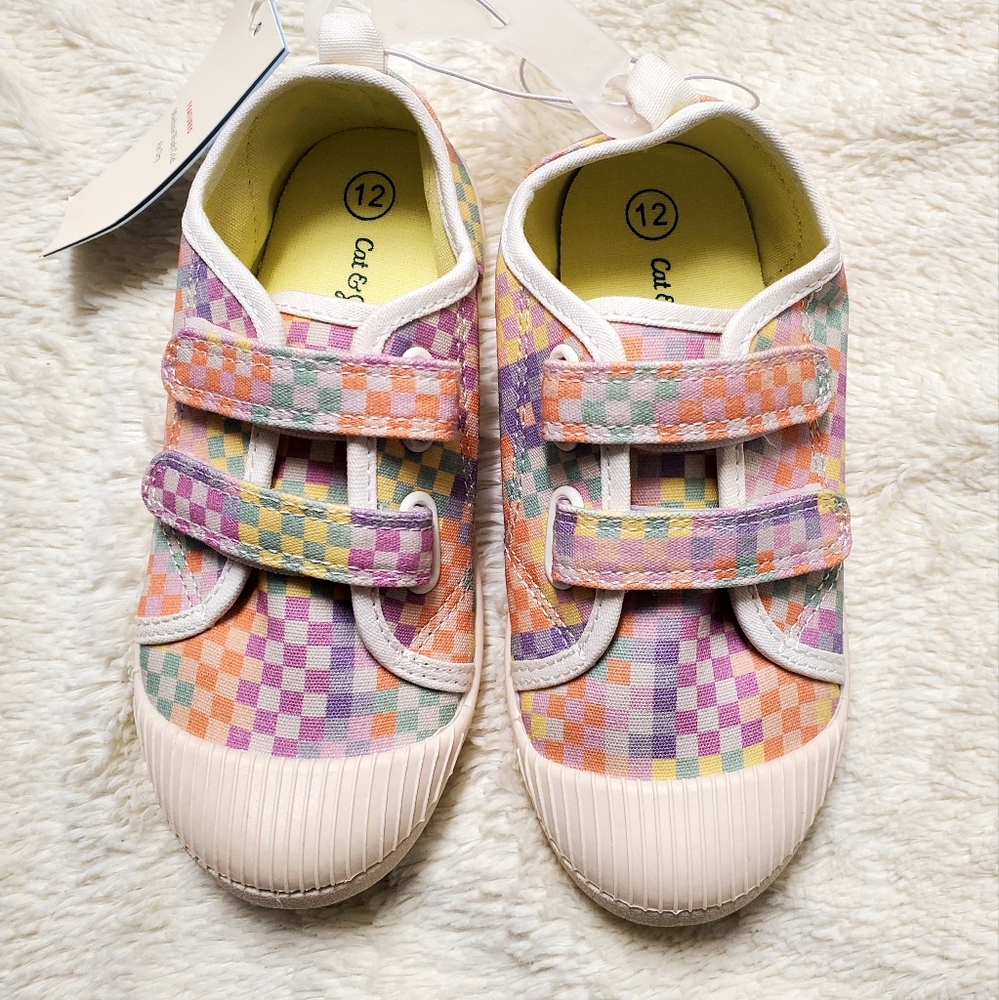 Cat & Jack Girls' Colorful Checkered Canvas Shoes